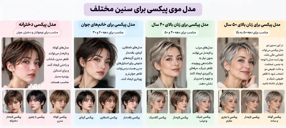 مدل موی پیکسی برای سنین مختلف