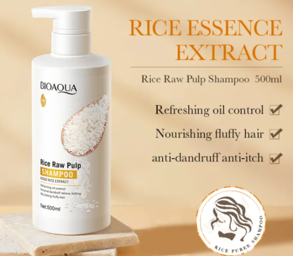 شامپو ضد شوره و کنترل کننده چربی و طراوت مو برنج بیوآکوا