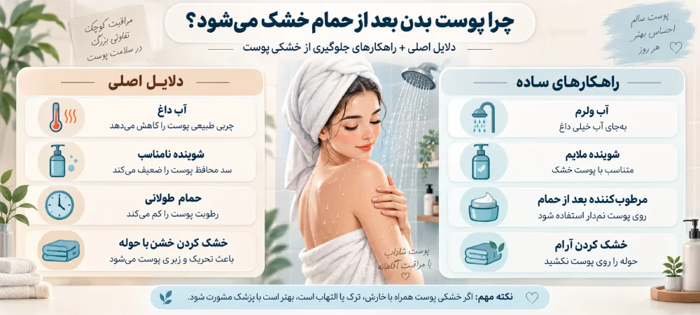 علت خشکی پوست بعد از حمام
